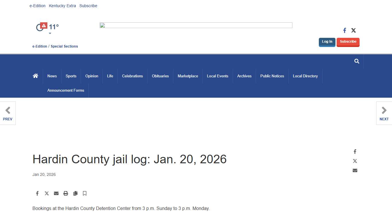 Hardin County jail log: Jan. 20, 2026 Public Records thenewsenterprise.com
